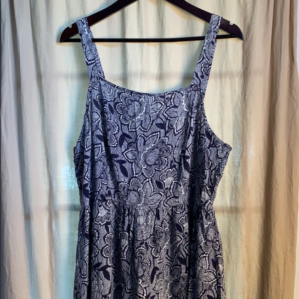 Cute, blue and white, floral print summer dress